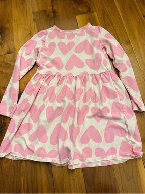 Girls' Pink Heart Long-Sleeve Dress size 8-10 girls